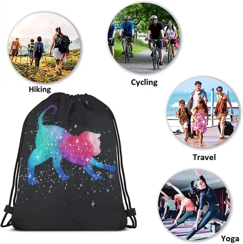 Vista 7 de Beabes Mochila con cordón de unicornio arcoíris y bolsa de gimnasio con cordón, Multi-a141, Mochilas de viaje
