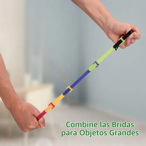 Vista 7 de OneLeaf 60 Piezas Bridas de Cable Reutilizables de Sujeción con Gancho y Bucle, Correas de Cable Multiusos Bridas de Alambre Gestión de Cables