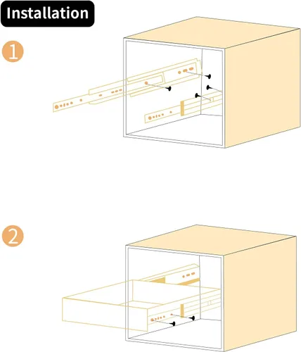 Vista 5 de 1 par de guías de cajón resistentes de 20 pulgadas y 500 libras con tornillos, montaje lateral, extensión completa, 3 rodamientos de bolas