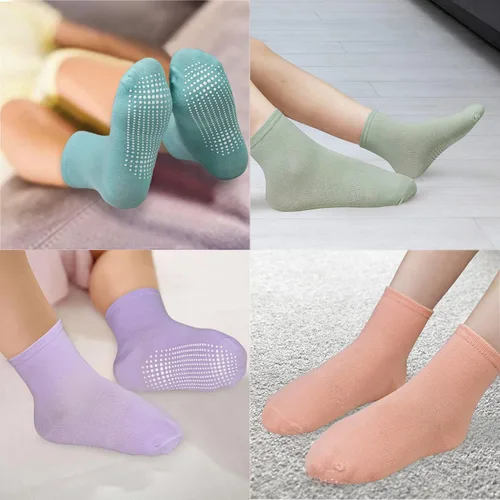 Vista 5 de Calcetines antideslizantes para niños, calcetines de corte medio para niños pequeños y niñas (0-7 años), 12 pares de calcetines antideslizantes