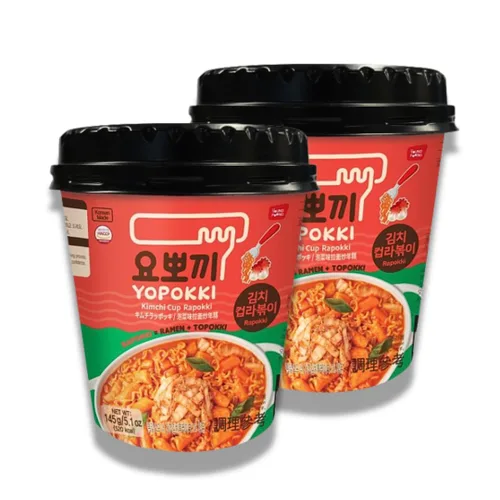 Vista 10 de Yopokki Taza Rabokki instantánea – Tortas de arroz coreanas Tteokbokki con fideos ramen, comida callejera coreana rápida y fácil, aperitivos