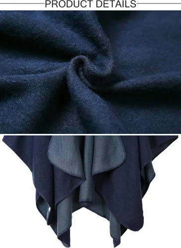 Vista 5 de Chal de punto para mujer, a cuadros, con parte delantera abierta, tipo poncho, tipo capa envolvente