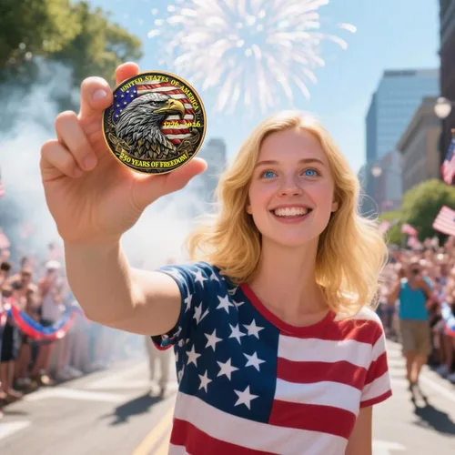 Vista 6 de Medalla Conmemorativa del 250 Aniversario de EE. UU. - Mercancía de América 250 con Águila Americana y Bandera de EE. UU. 250 Años de Libertad