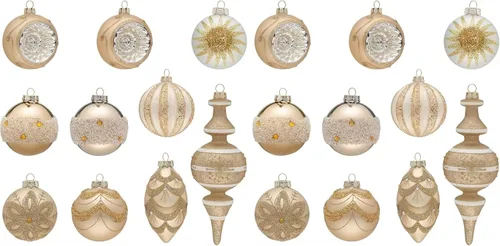 Vista 11 de Valery Madelyn Juego de adornos de Navidad de cristal, 10 quilates, oro azul, mercurio, bolas de árbol de Navidad, decoración de lujo colgante