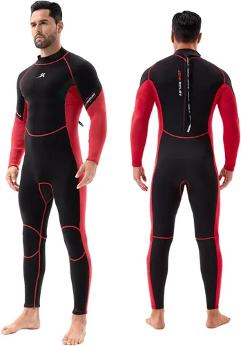 Vista 8 de Traje de neopreno para hombre, traje de buceo de 3 mm con cremallera trasera completa para natación Diving Suits Keep Warm in Cold Water for Water