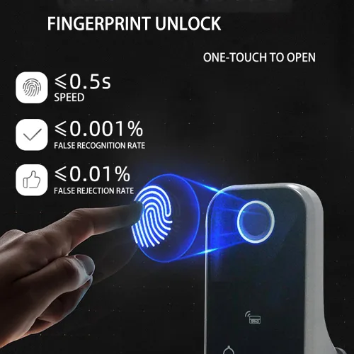 Vista 3 de Cerradura inteligente de puerta con huella dactilar, cerradura de puerta biométrica antirrobo inteligente, cerradura electrónica de patio al aire