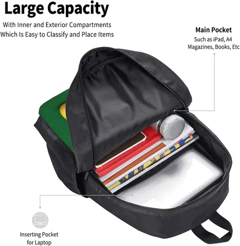 Vista 5 de Linda mochila de ratón, mochila de viaje para jóvenes, mochila de viaje impresa en 3D, casual, bolsa deportiva para exteriores Kawaii, Negro