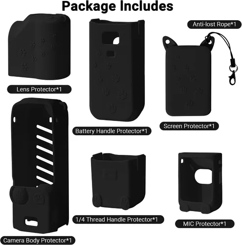 Vista 8 de Funda protectora para DJI Osmo Pocket 3/Xtra Muse, funda protectora de silicona Pocket3 compatible con DJI Osmo Pocket 3 accesorios, funda Osmo Negro