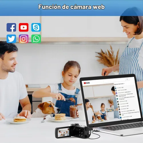 Vista 4 de Videocámara Camcorder 4K 42MP, pantalla de 3.0" con rotación de 270°, cámara de vlogging para YouTube, videocámaras con zoom digital de 18X, 2