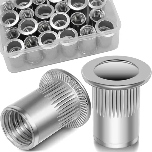 Vista 21 de Tuerca de remache UNC de 1/2 ''-13, 10 piezas de acero inoxidable 304 cabeza plana remache roscado inserto Nutsert