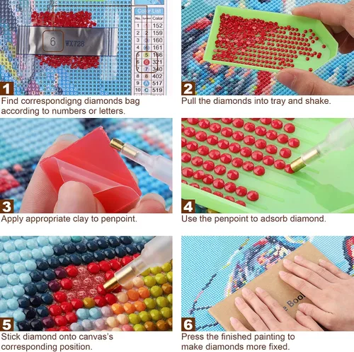 Vista 6 de Stalente Kits de pintura de diamantes para adultos, pintura de diamante 5D con taladro redondo completo para decoración de pared del hogar, hongos