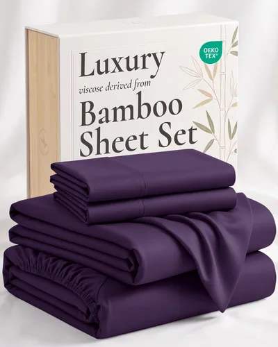 Vista 32 de Hotel Sheets Direct - Juego de sábanas 100% viscosa derivada de bambú tamaño individual - sábanas refrescantes con 1 funda de almohada 01-Blanco