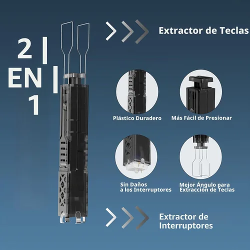 Vista 2 de FunHub Extractor de teclas translúcido 2 en 1 para teclado mecánico intercambiable en caliente, fácil de quitar y reemplazar, interruptor y Negro