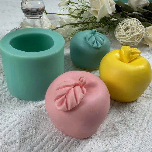 Vista 3 de GreatMold - Moldes de silicona para velas de manzana 3D, molde de yeso perfumado de grado alimenticio (manzana 3D)