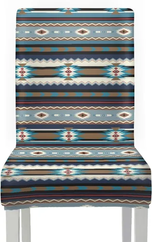 Vista 2 de Rnyleeg Juego de 1 fundas para sillas étnicas para sala de estar, sin brazos, estampado tribal azteca, elásticas, fundas protectoras para sillas