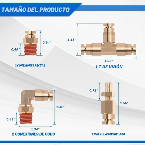 Vista 2 de Kit de línea de aire DOT de 1/4 pulgadas para kit de suspensión de bolsa de resorte de aire con accesorios, línea de aire PA DOT de 25 pies