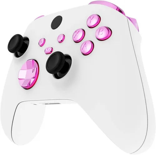 Vista 5 de eXtremeRate Replacement Buttons for Xbox Core Wireless Controller, Chrome Pink Glossy Custom LB RB LT RT Bumpers Trigers Dpad ABXY Start Back Sync