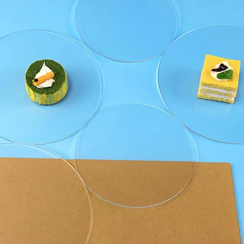 Vista 4 de 2 platos redondos para tartas, círculo acrílico transparente, no pegajosos reutilizados, discos acrílicos para pastel de crema de mantequilla
