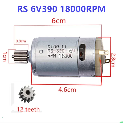 Vista 2 de 6V390 18000RPM Motor Eléctrico RS390 6V Motor Drive Accesorio de Motor para Niños Ride On Cars Niños Ride on Juguetes Piezas de Repuesto