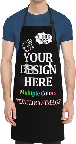 Vista 9 de Custom Apron 1-100 PCS For Men Women with Your Photo Text Logo Personalized Chef & Grilling Aprons For Gifts