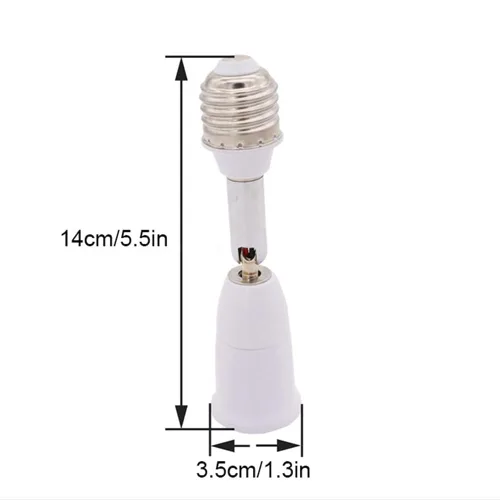 Vista 2 de Extensor de enchufe de luz E26/E27, adaptador de enchufe de bombilla de 5.5 pulgadas, flexible, ajustable, 180°, flexible, flexible, flexible
