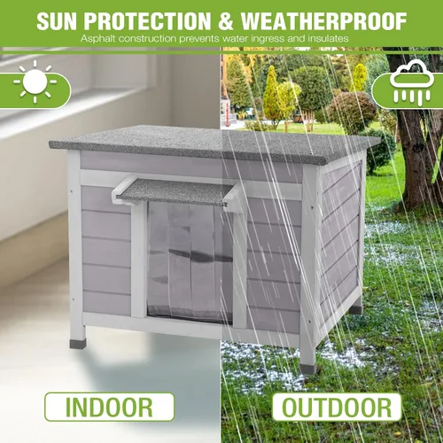 Vista 7 de GUTINNEEN Casa para gatos aislada para exteriores con triple capa - Refugio para gatos resistente a la intemperie con forro aislante, base elevada