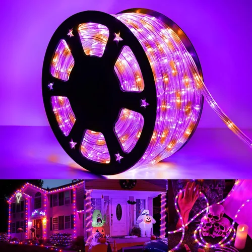 Vista 14 de 50 pies de luces LED de cuerda al aire libre, luces de tubo flexibles y conectables con 8 modos, iluminación LED de cuerda impermeable para Azul
