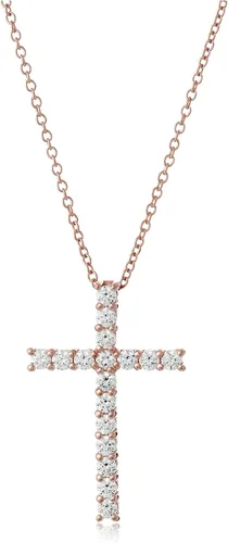 Vista 5 de Amazon Essentials Collar con colgante de cruz de plata esterlina chapada en platino o oro con elementos infinitos de circonitas, 18 pulgadas