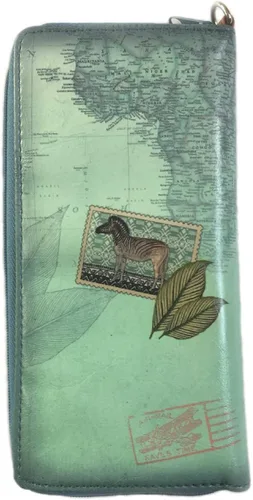 Vista 2 de Cartera de pulsera de cuero vegano Zebra, Turquesa