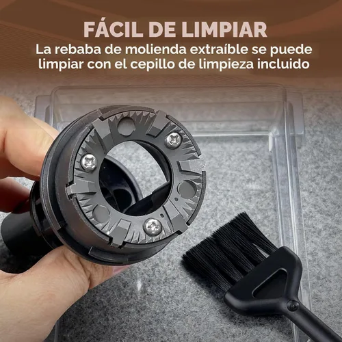 Vista 5 de Molinillo de café eléctrico de rebabas, molinillo de rebabas plano compacto con 17 ajustes de molienda precisos, desde espresso hasta preparación
