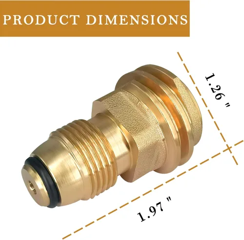 Vista 3 de Adaptador de propano POL a QCC1, tipo de conexión antiguo a nuevo, latón macizo Tank Adapter Universal Fit Convert POL LP Service Valve to QCC1