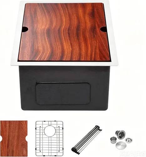Vista 31 de Mocoloo Fregadero de barra bajo encimera de 13 pulgadas color negro plomizo – Fregadero de cocina pequeño de acero inoxidable T304 de 13 x 15