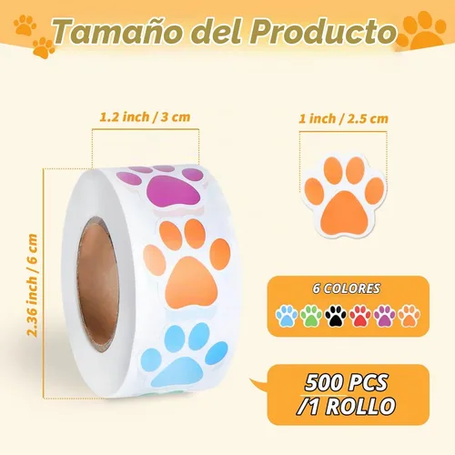 Vista 2 de 500 calcomanías coloridas con estampado de patas, calcomanías autoadhesivas 6