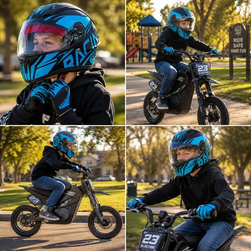 Vista 2 de Casco de motocicleta de cara completa para niños, casco de motocicleta para niños, motocross, ATV, motocross, 4 ruedas, Street Racing Offroad, casco