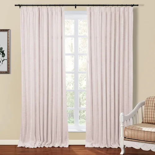 Vista 23 de TWOPAGES Cortina de Pliegues Pellizco Beige para Sala de Estar de 84 Pulgadas de Largo, Panel de Cortina de Ventana de Doble Capa Oscurecedora