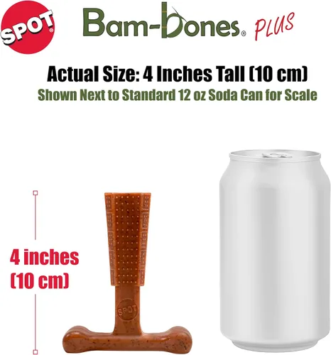 Vista 4 de SPOT Bam-Bones Plus T Bone - Juguete masticable de fibra de bambú y nailon para perros masticadores moderados a agresivos, duradero y sin astillas
