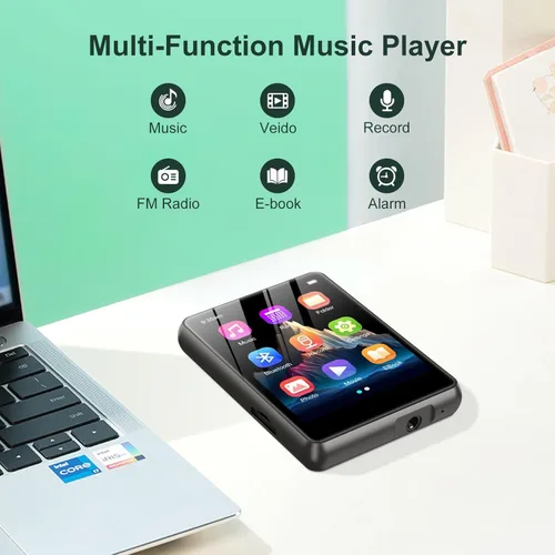 Vista 3 de Reproductor de MP3 de 128 GB - Reproductor de MP3 portátil con Bluetooth 5.3, reproductor de música portátil con radio FM, grabadora de voz