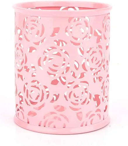 Vista 6 de Organizador de contenedores de escritorio con patrón de flores de rosas huecas, organizador de escritorio vibrante de 3.15 pulgadas para oficina