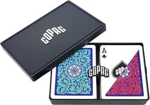 Vista 10 de Copag 1546 Neoteric Design - Juego de cartas 100% de plástico, tamaño de póquer (estándar) verde/rojo (índice jumbo, 1 juego)