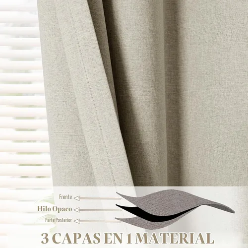 Vista 5 de Fcosie Cortinas plisadas de lino sintético para ventana, extra ancha, 100 % opacas, para teatro, cine, cafetería, pasillo, loft, dormitorio, bar