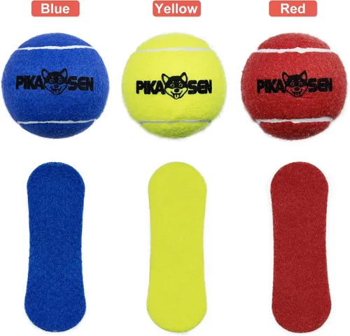 Vista 5 de Pelotas de tenis chirriantes para jugar con mascotas en 3 tamaños, pelotas fuertes de primera calidad para perros y cachorros para entrenar, jugar