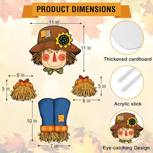 Vista 2 de Decoración para árbol de Navidad de espantapájaros para cabeza, manos y piernas, cosecha de otoño, decoración de árbol de granja, decoración