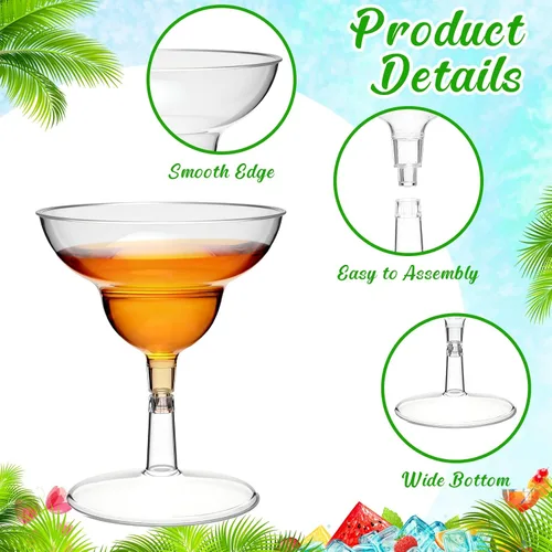 Vista 3 de Rtteri 250 mini vasos de Martini de plástico de 2 onzas desechables mini margarita transparentes para bodas, fiestas, cócteles, bebidas, postres
