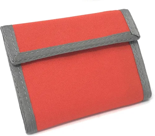 Vista 8 de Cartera de nailon plegable California con bolsillo interior. Cierre de gancho y bucle. Fabricado en Estados Unidos, Borgoña, Bifold