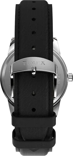 Vista 3 de Timex Easy Reader Reloj con correa de cuero de 1.496pulgadas, Negrotono plateado