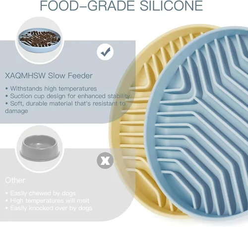 Vista 6 de Comederos de alimentación lenta para perros 2 piezas, cuencos de alimentación para perros de rompecabezas de silicona con ventosas, antiahogo