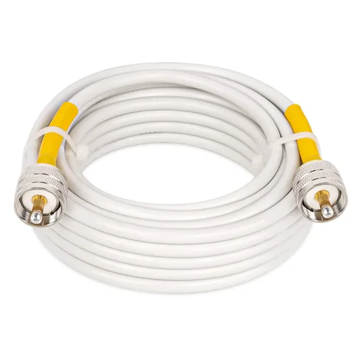 Vista 10 de MOOKEERF RG8x Cable de puente 1m, paquete de 2 cables coaxiales CB de 50 Ohm, cable de antena de baja pérdida UHF PL259 macho a macho, blanco marino