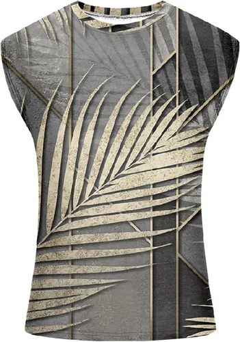 Vista 3 de Muscularfit Camisetas gráficas con estampado divertido para hombre, estilo casual, holgadas, sin mangas, cuello redondo, camisetas hawaianas