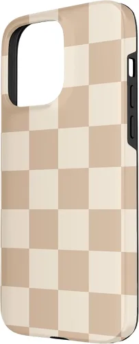 Vista 56 de Funda de tablero de ajedrez marrón beige claro para iPhone 14 Pro
