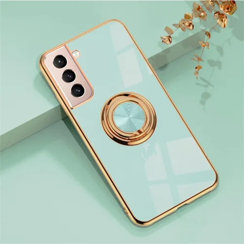 Vista 10 de EYZUTAK Caja magnética galvanizada del sostenedor del anillo para Samsung Galaxy S21 5G, 360 grados con la rotación del anillo del dedo del metal
